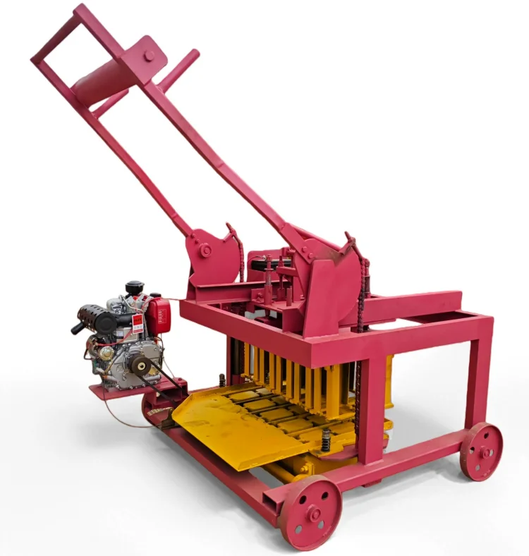 Mobile QMR4-45 Diesel Automatic Brick Production Line Motor Engine Hollow Cement Brick Making Easy Operation Low Investment