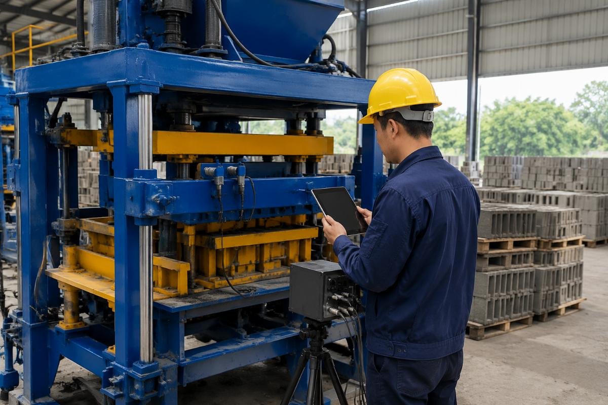 Mobile block machine vibration dynamics Vibration force measurement in field conditions
