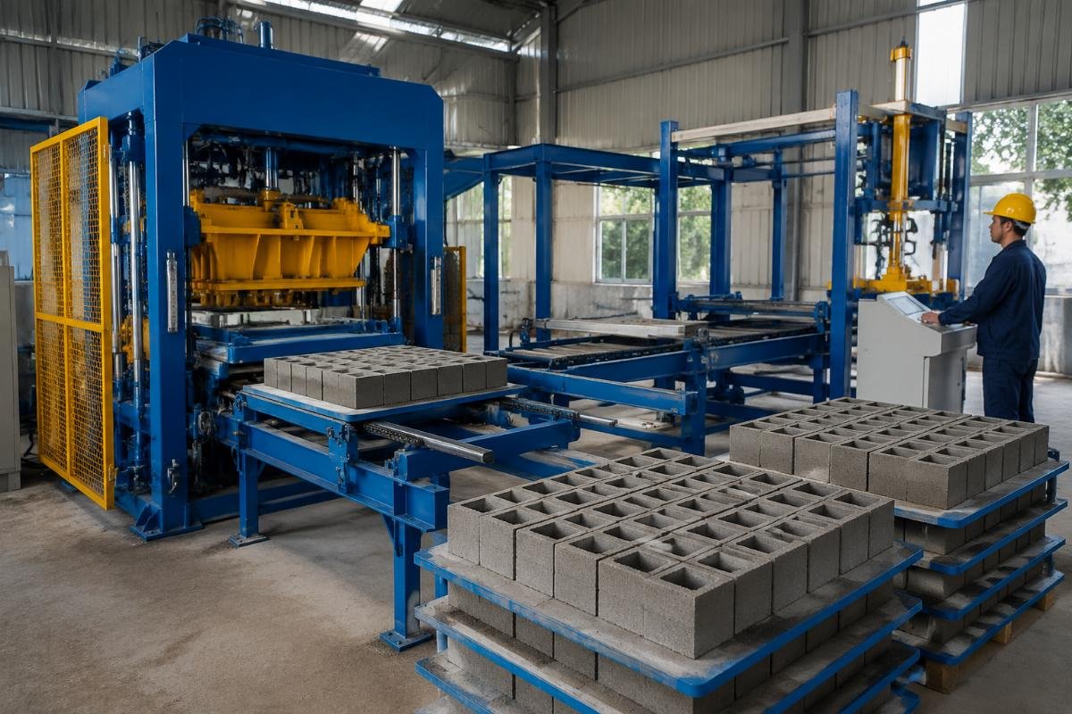 Automatic block machine labor cost reduction Automatic block machine with PLC control system and automatic pallet loader
