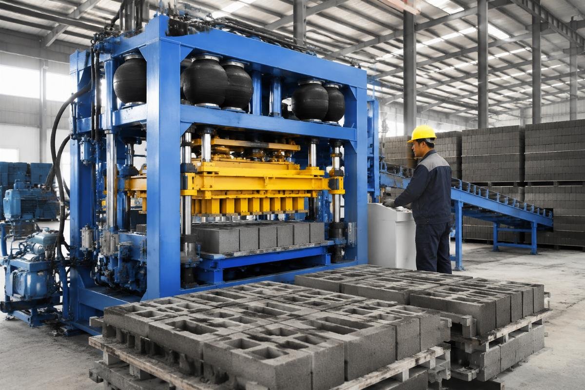 Airbag vibration damping system reducing noise and improving block density uniformity