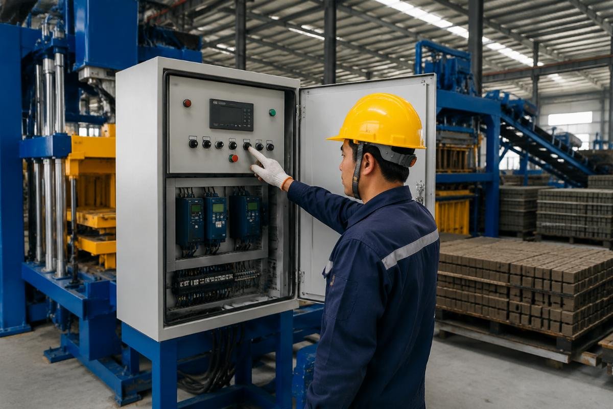 block machine troubleshooting vibration frequency calibration Vibration motor frequency control panel with digital readout