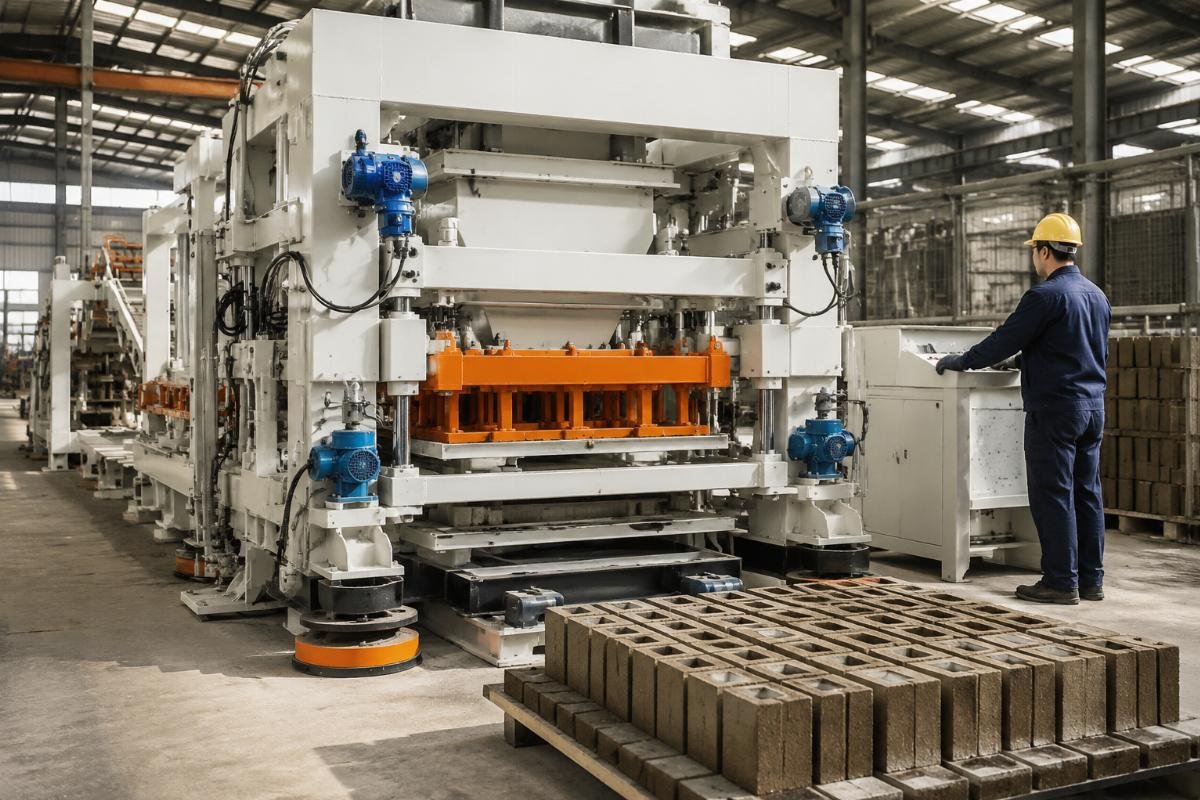Four-motor vibration system with airbag isolation on European-style block machine