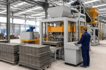 Concrete block making machine production line in factory