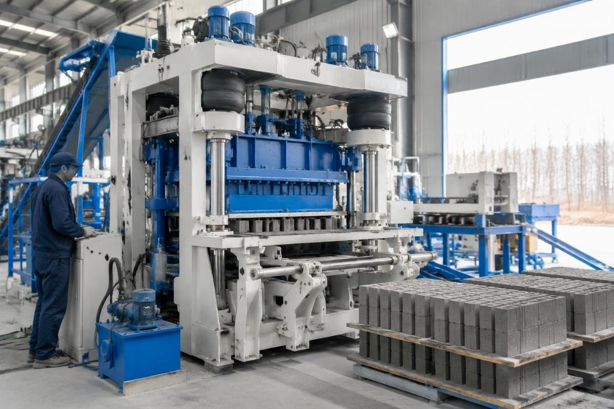 European-style block machine with airbag suspension and four vibration motors for cold climate operation