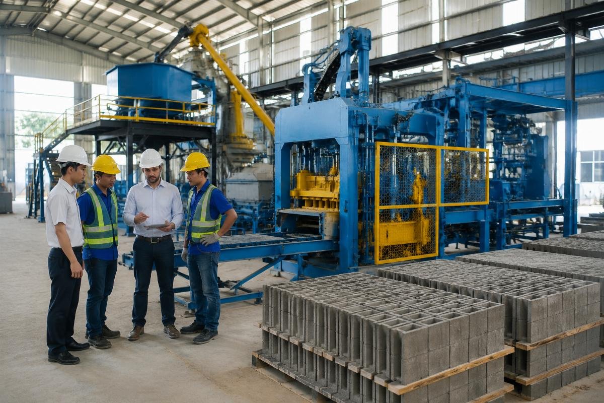 Block machine supplier factory and engineering team