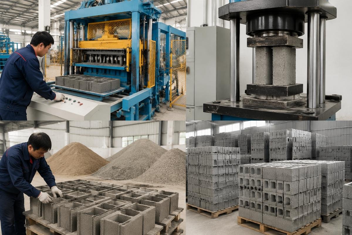 Compressive strength test results comparing concrete blocks made with manufactured sand versus river sand