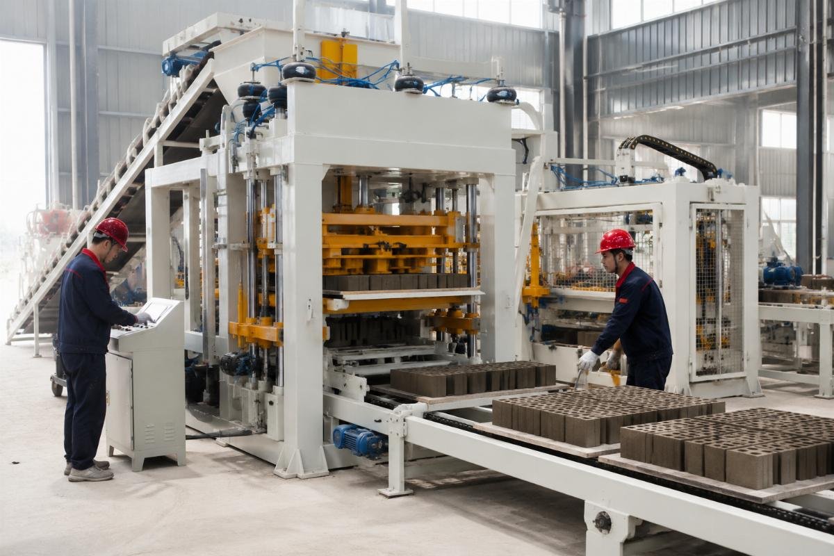 Chinese block machine factory showing European-style design production line with airbag systems