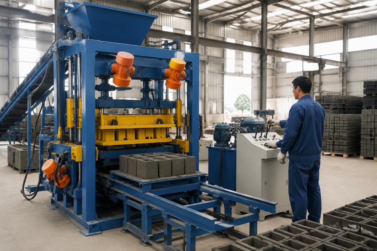vibration motor configuration and mold material specifications Semi-automatic block machine with 4 vibration motors and mold specifications