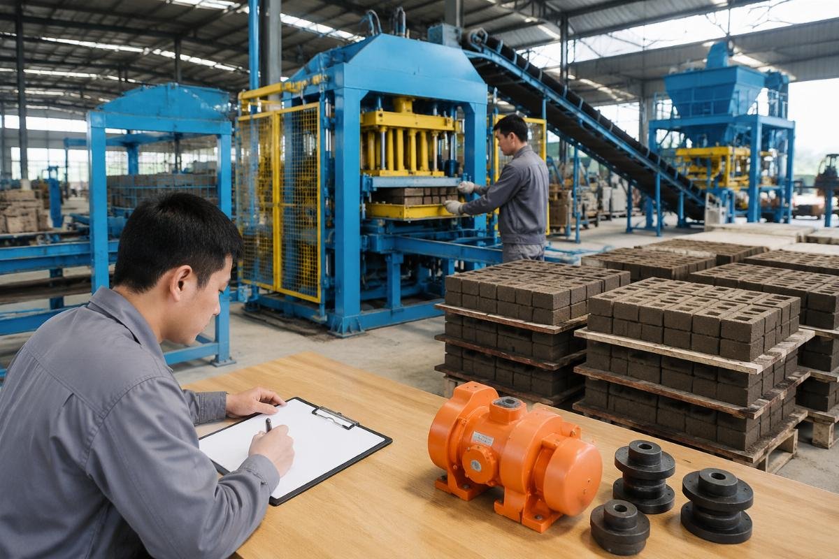 ROI calculation worksheet showing maintenance cost savings breakdown for a block production facility