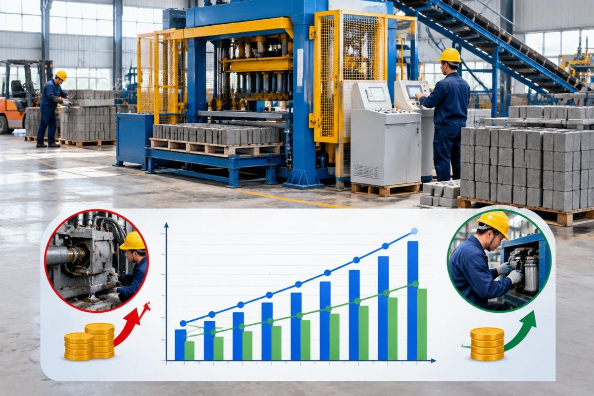 Chart comparing the cumulative cost of reactive maintenance versus preventive maintenance over a one-year period