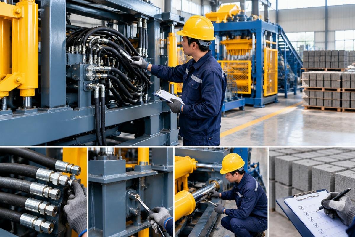 Checklist infographic for pre-assembly inspection of hydraulic hoses and structural components