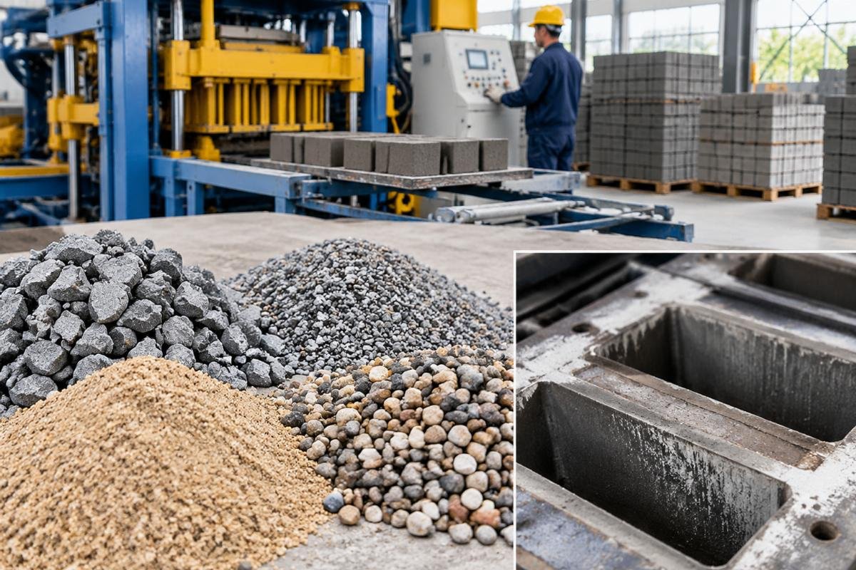 Close-up of different aggregate types and their effect on mold wear and tear