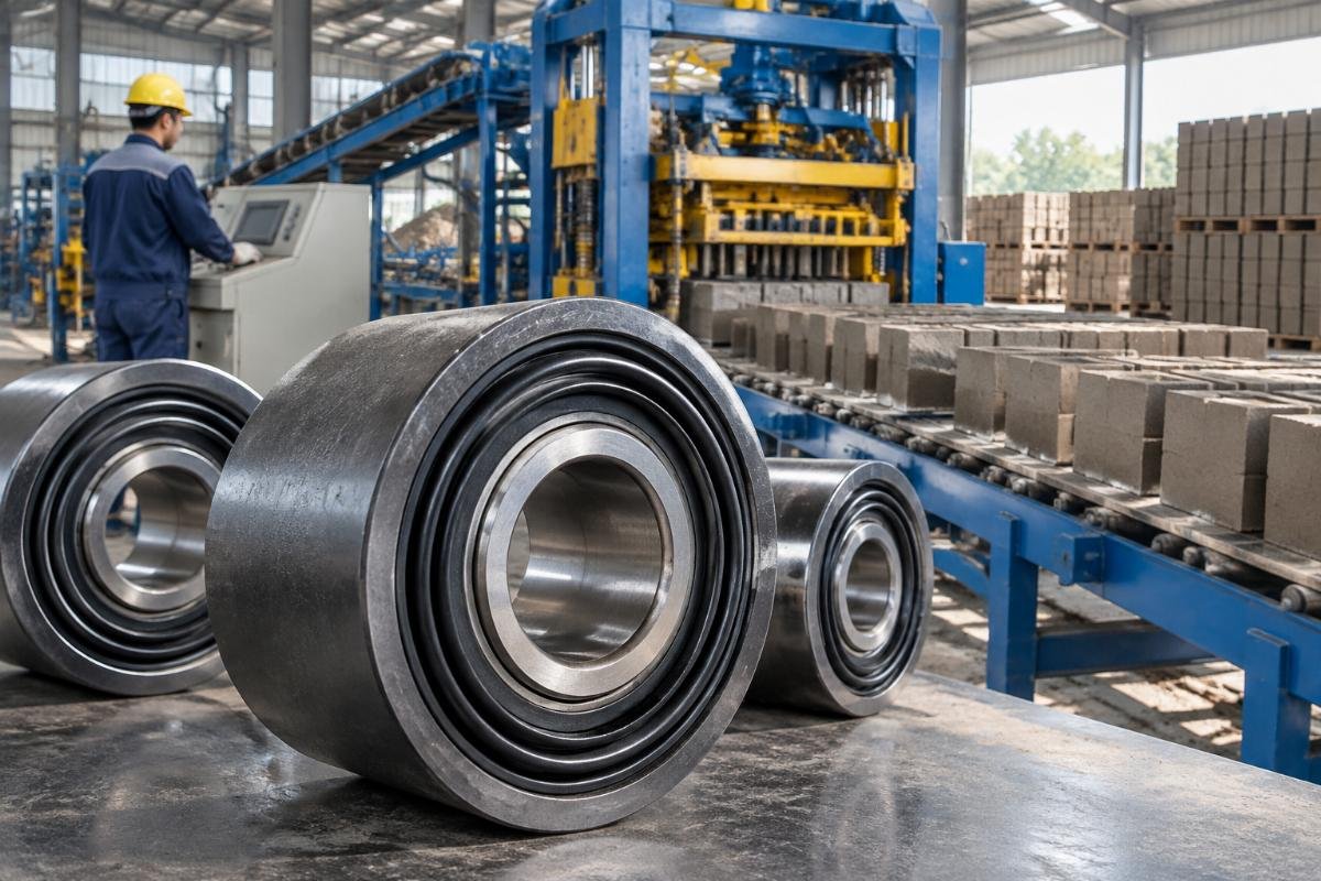 Close-up view of multi-lip sealed idler bearings designed for high dust and moisture resistance