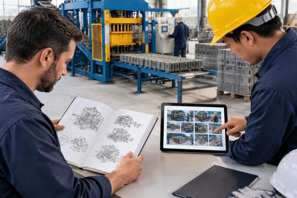 Comparison of operator training materials showing technical manuals versus visual step-by-step guides for field use