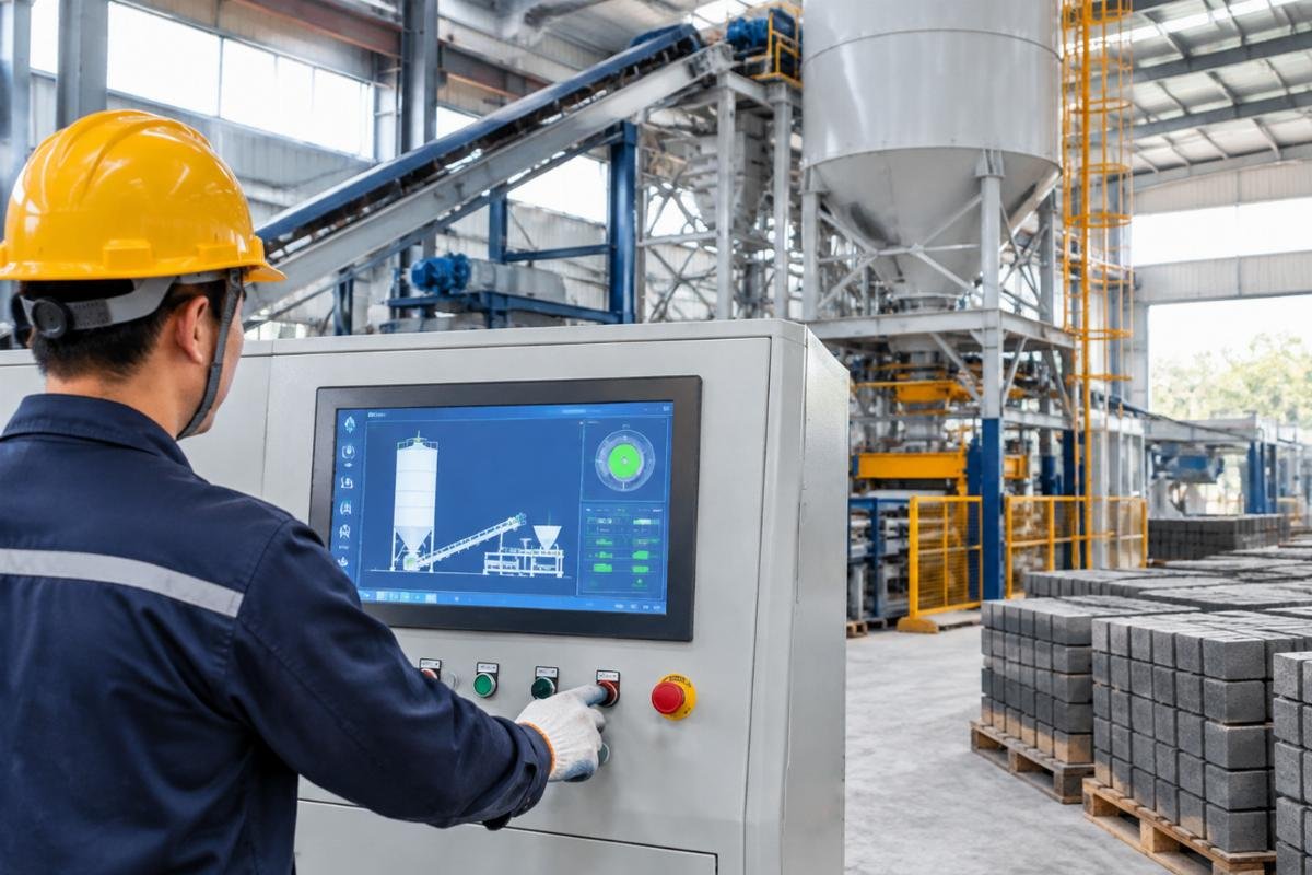 Control panel display showing diagnostic mode for no-load testing of silo conveying system