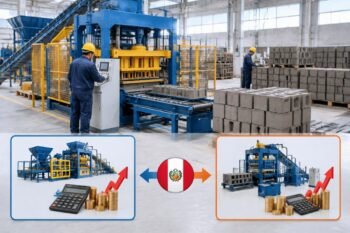 Diagram showing the difference in tax calculation between general machinery and specific concrete block machine HS codes in Peru