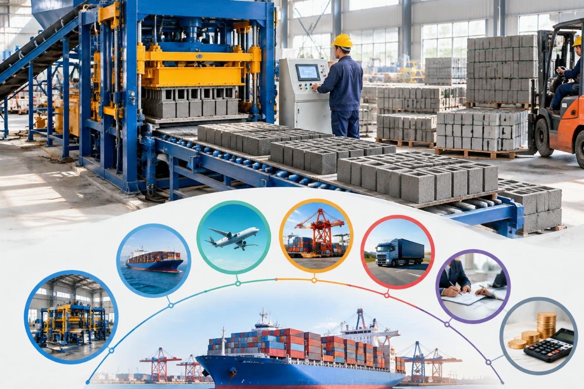 Infographic breaking down the components of landed cost for imported machinery