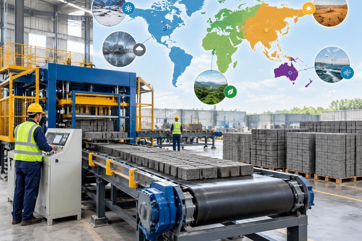 Map highlighting different regional certification requirements and environmental factors for conveyor systems