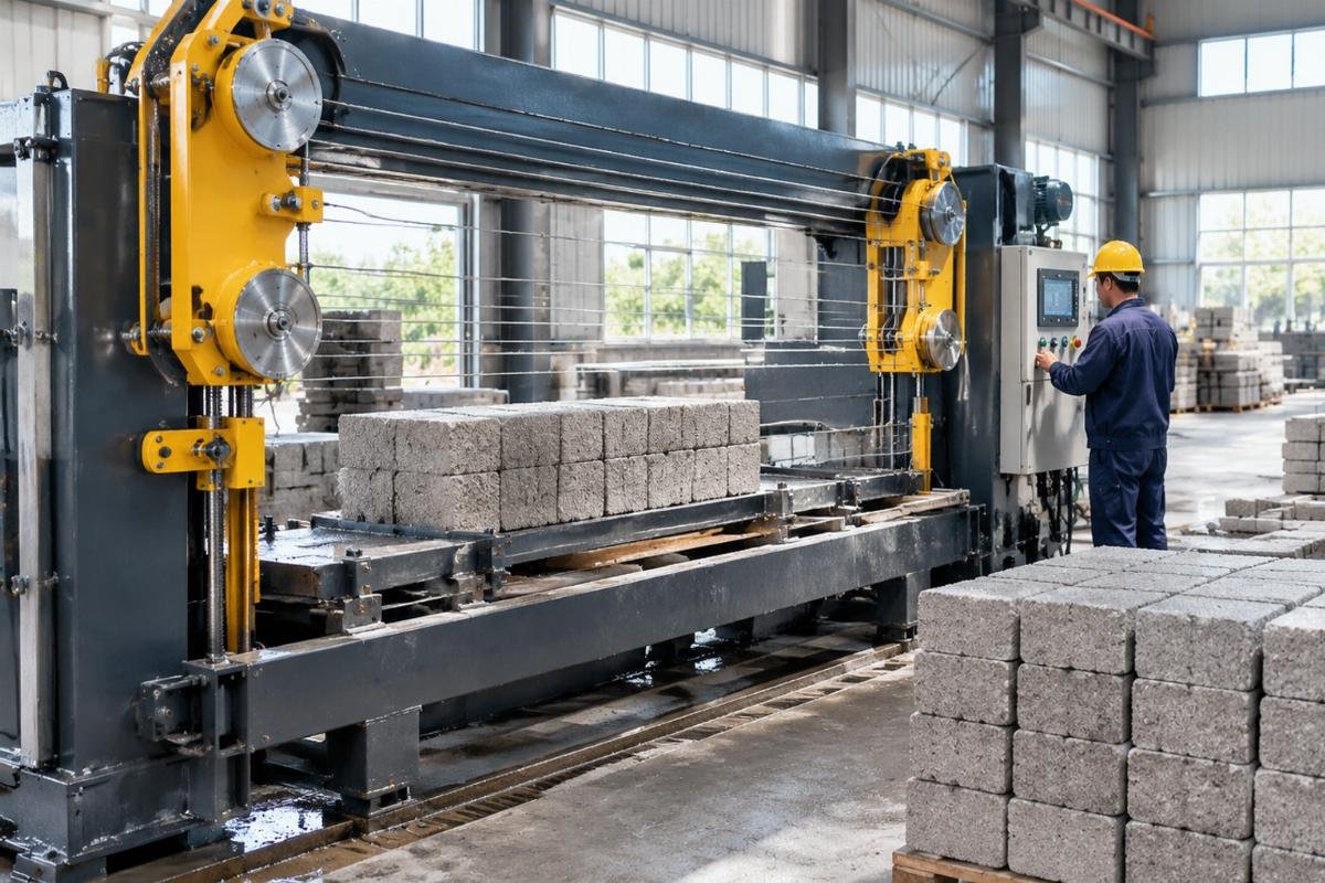 Precision cutting machine with wire tensioning system