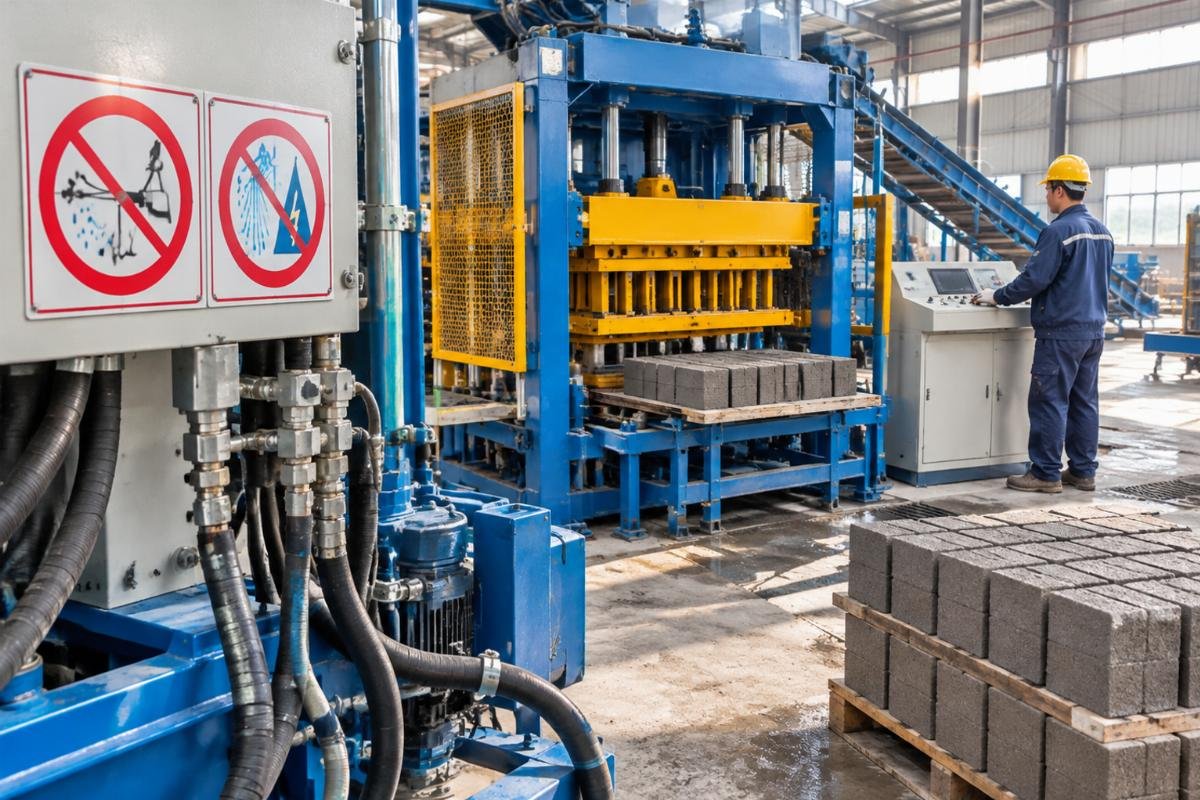 Warning signs indicating no high-pressure water zones on electrical and hydraulic components